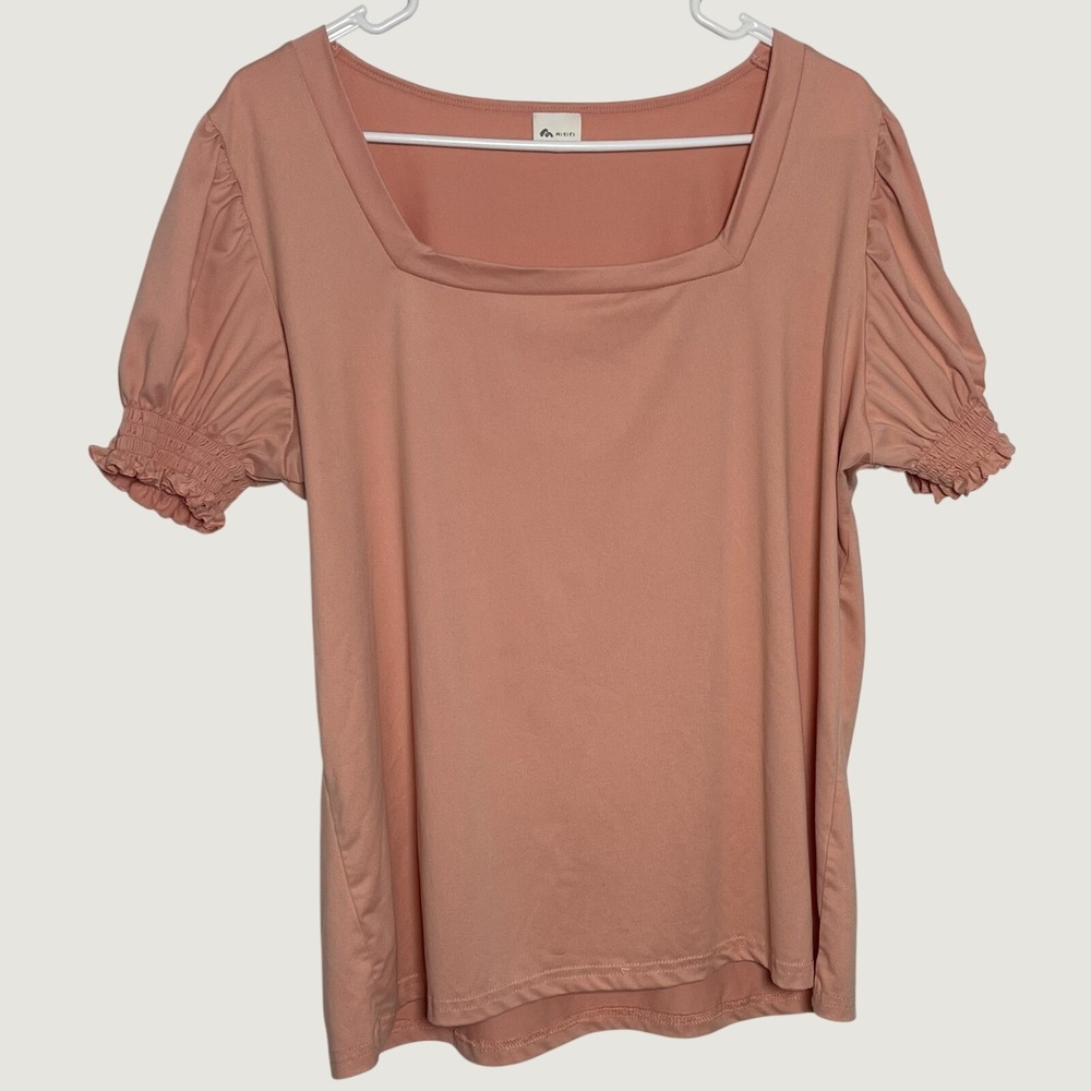 MISIFI Coral Pink Puff Sleeve Top XL